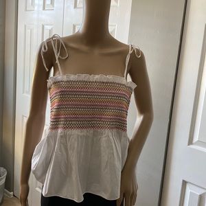 H&M summer white with elastic sleeveless top brand new